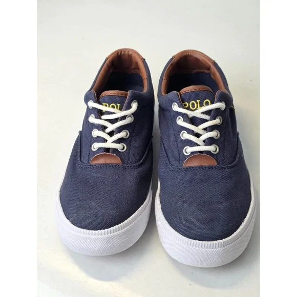 POLO Ralph Lauren Vaughn Men's Shoes Size 5 EU 37 Navy Blue Canvas Boat Sneakers - Picture 9 of 12